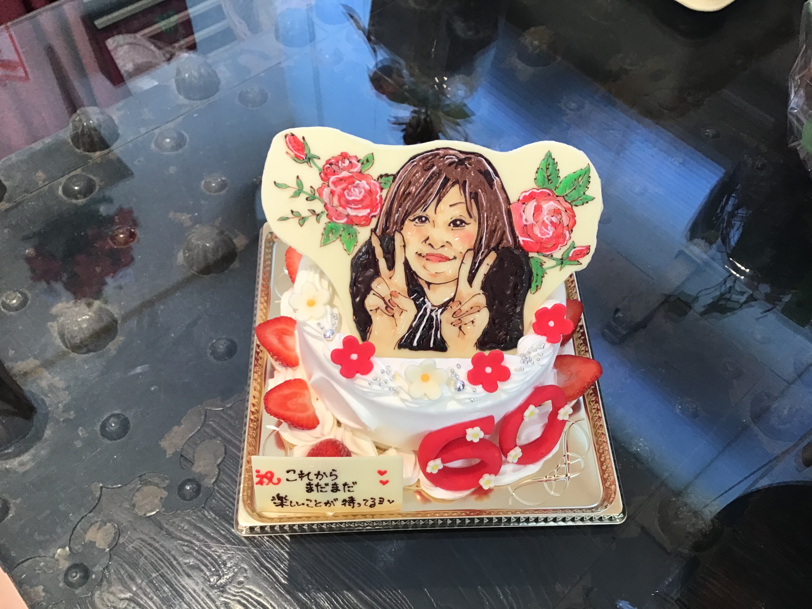 還暦のお祝いケーキ　イラストケーキ　高松市