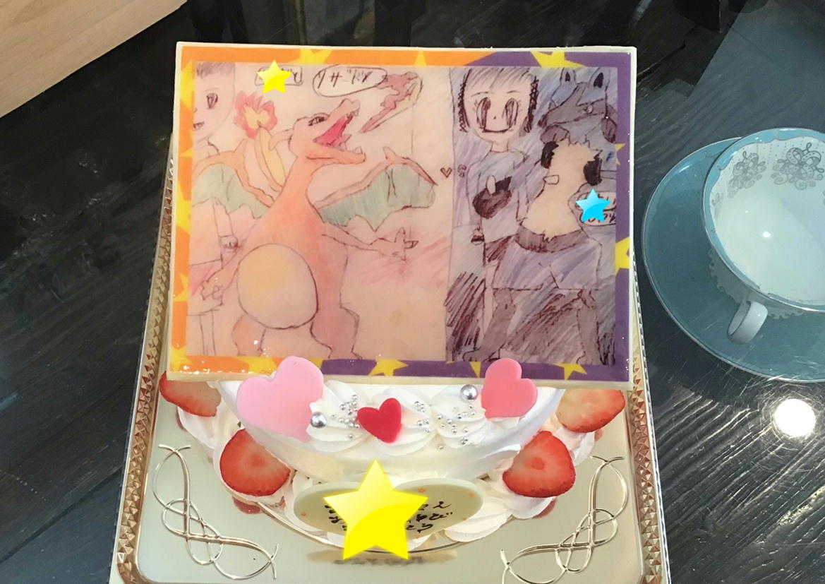 香川県ケーキ　高松市ケーキ　プリントケーキ　ポケモンケーキ　お子様手描きイラストケーキ　ブランジスタケーキ　バースデーケーキ