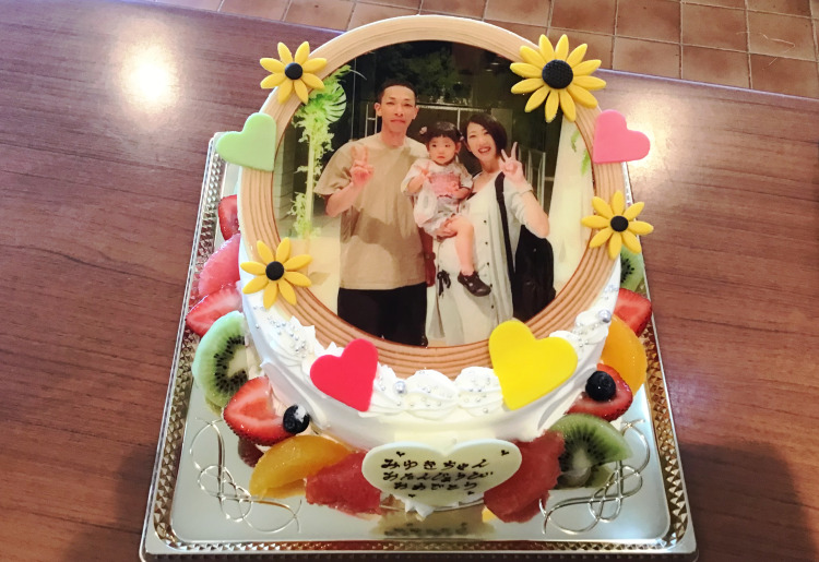 家族写真ケーキ